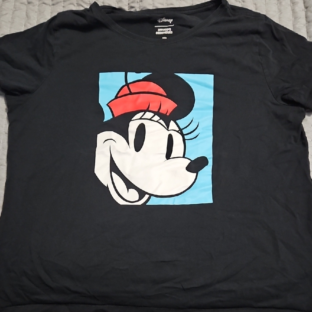 Disney Black Tee with Red and Blue Minnie Design